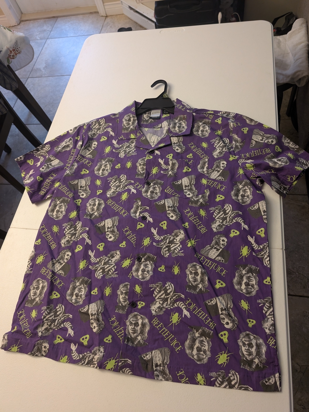 Beetlejuice Purple Graphic Short-Sleeve Camp Shirt - Unbranded
